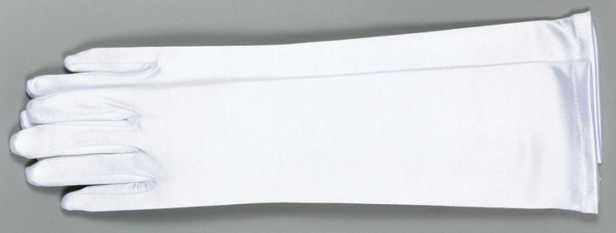 Ladies White Satin Below-the-elbow gloves