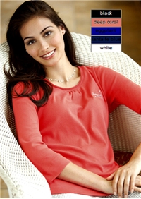 Ladies 3/4 Sleeve Pima Rib Scoop Neck
