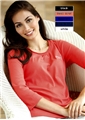 Ladies 3/4 Sleeve Pima Rib Scoop Neck