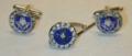 Masonic Cuff Link / Tie Tac set in silver tone