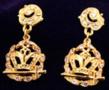 Amaranth gold tone pierced dangle earrings