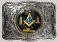 Masonic belt buckle with Blue center