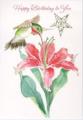 Lily and Hummingbird Birthday Card