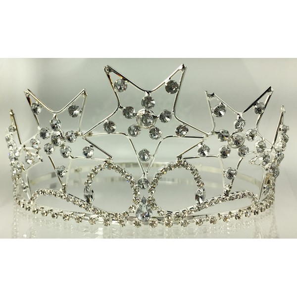 Eastern Star Crown in silver tone with all white stones