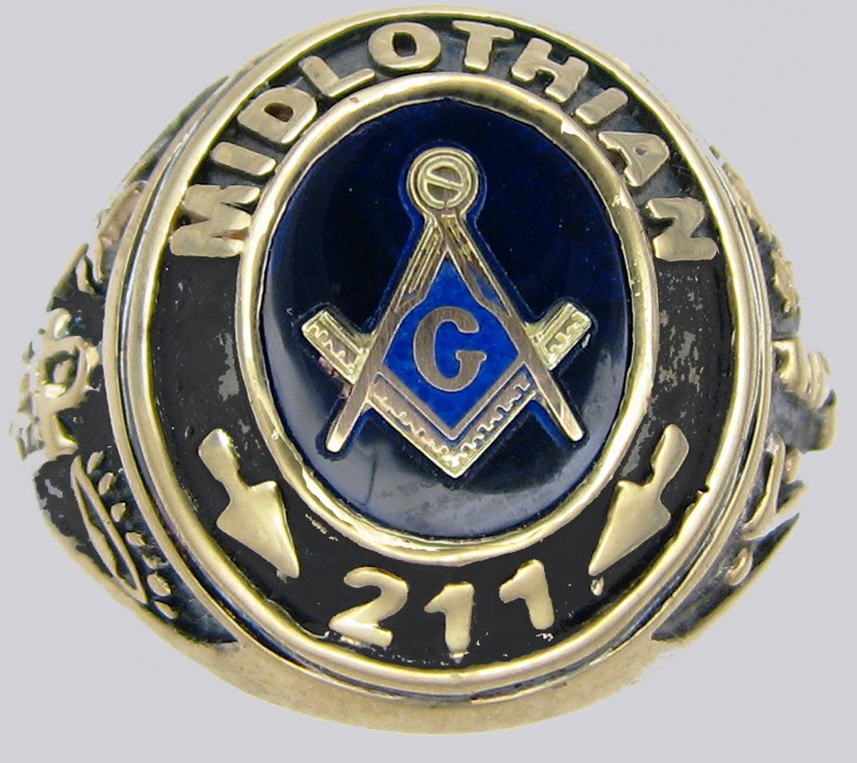 Custom Gold Masonic Lodge Ring 11010