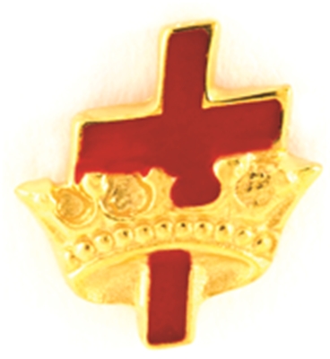 Knights Templar Lapel Button in 10K YG and red enamel