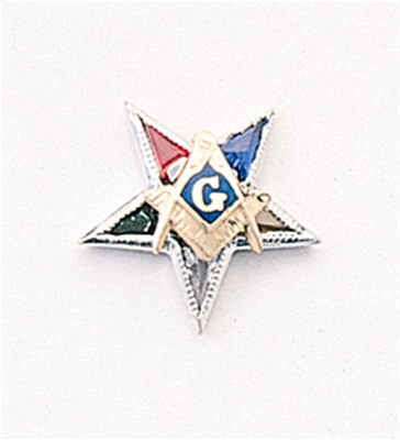 Eastern Star Patron Lapel Button in 14K WG & YG with stone points  