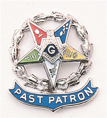 Eastern Star Past Patron Lapel Button in 10K WG  with colored enamel  