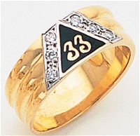 Scottish Rite Gold 33 Ring with stones & Personalization