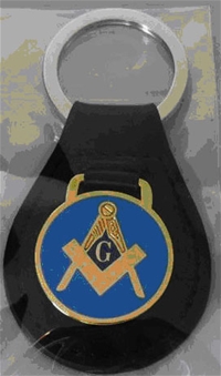 Leather Masonic Key Ring with metal emblem