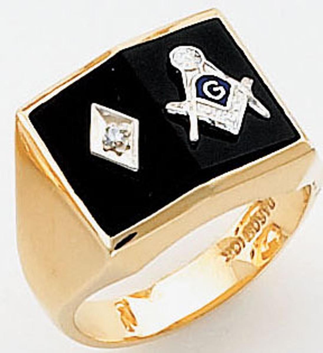 Masonic Ring with 1/2 pt diamond - 9939 - open back
