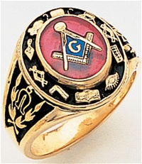 Master Mason ring Round stone with S&C and "G" - 10K YG