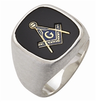 Masonic Rings Square stone with S&C and "G" - Sterling Silver