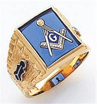 Master Mason Ring Square stone with S&C and "G" - 10KYG