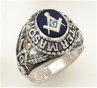 Master Mason ring Round stone with S&C and "G" - Sterling Silver