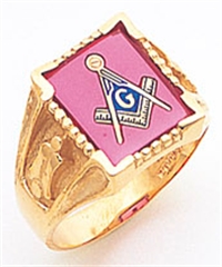 Master Mason ring Square stone with S&C and "G"- 10KYG