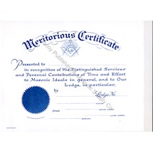 Masonic Certificate - Meritorious