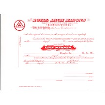 Royal Arch Masons Life Member Certificate