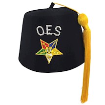 OES Black Star Fez with 1" rhinestone OES pin