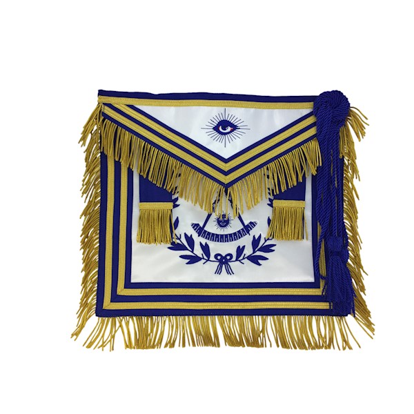 Past Master Apron with Gold or Silver Bullion Hand Embroidery and Fringe