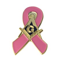 Masonic Breast Cancer Ribbon Button