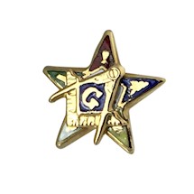 OES Patron Lapel Pin 10K WG & YG w colored enamel