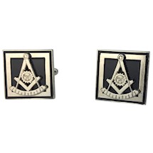 Past Master Cuff Links - Silver tone - Black