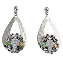 Eastern Star silvertone teardrop pierced earrings