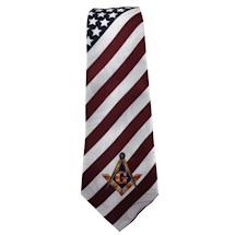 American Flag Tie with Square, Compass and "G"