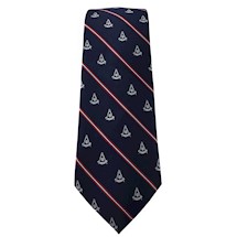 Woven Past Master Tie Navy Blue w red & white stripes