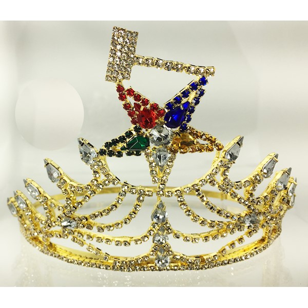 Masonic OES Grand Matron Crown in Gold with Rhinestones ORDER OF THE OES CROWN