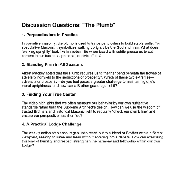 Discussion Questions - The Plumb