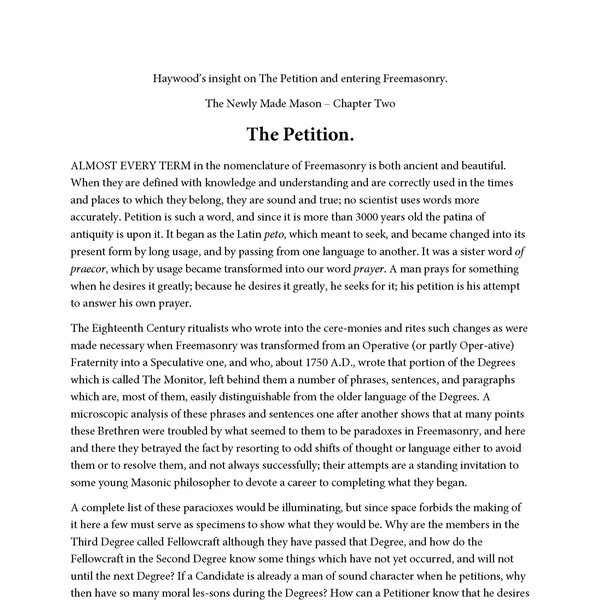 The Petition by H.L. Haywood