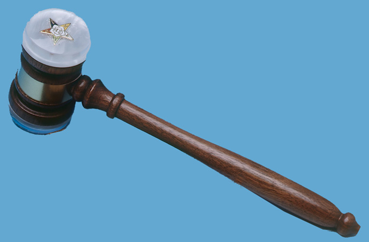 O.E.S. Walnut and Lucite Gavel and Band
