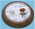 WOOD/LUCITE SOUND BLOCK WITH RED ROSE & OES EMBLEM
