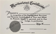 Royal Arch Masons Meritorious Certificate