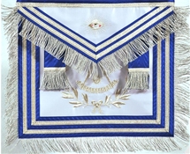 Past Master Masonic Apron with Non-Tarnish Embroidery and Fringe