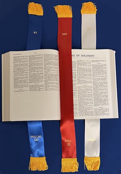Masonic Royal Blue Altar Bible Marker for Blue Lodge - Set of 3