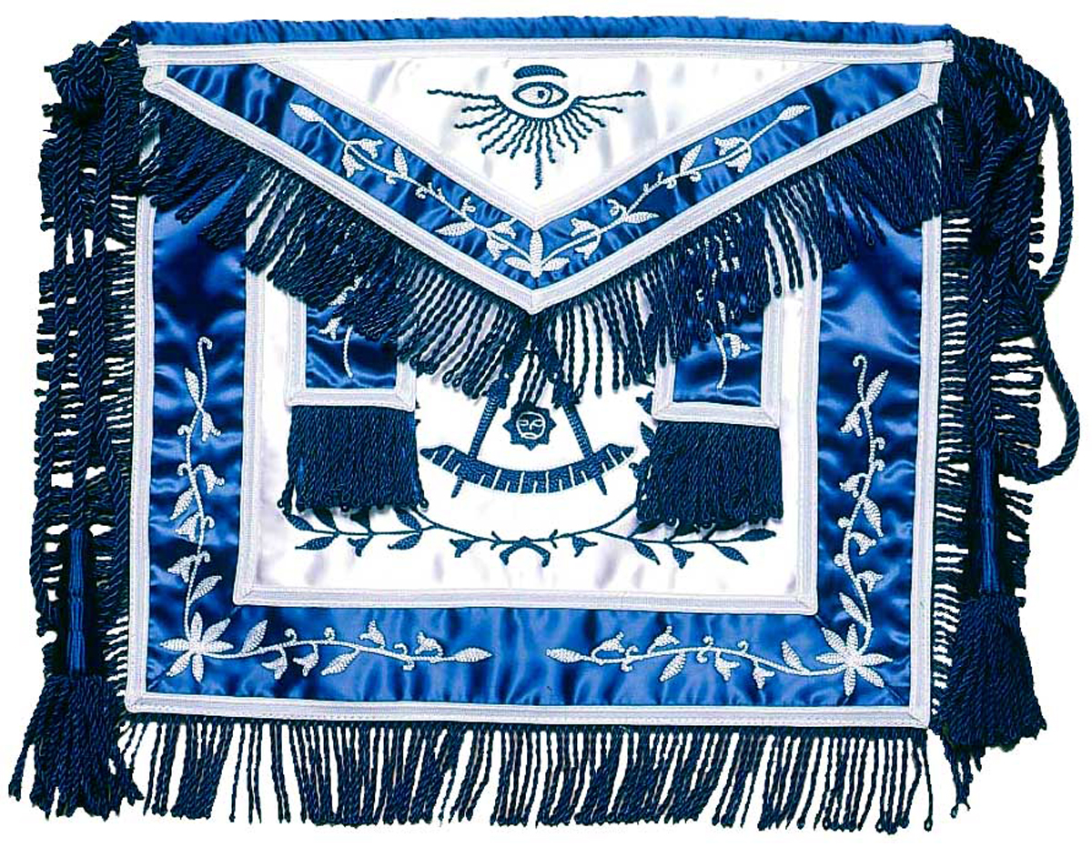 Worshipful Master Royal Blue Satin Blue Lodge Apron Silver  Bullion 