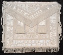 Masonic Past Master Apron White - Satin with Wreath