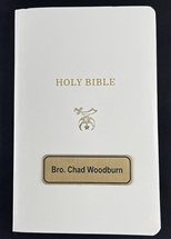 White Shrine Bible w Name plate
