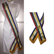 Lined 5 color ribbon sash Blue to Face