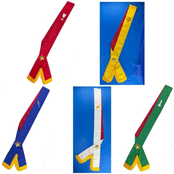 LINED Star Point Ribbon Sash w/ emblem