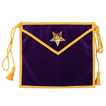 Purple velvet Order of the Eastern Star Patron apron with gold Star patch emblem
