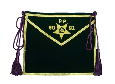 Purple Velvet Patron Apron with gilt bullion embroidery