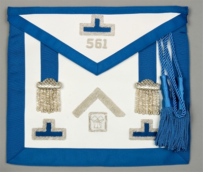 Pennsylvania Past Master Apron with Bullion Cadet Blue trim and Silver Bullion