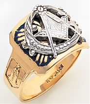 Masonic ring Enameled Round Front with S&C and "G" - 10KYG