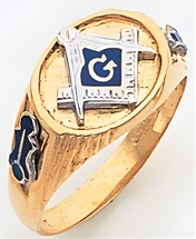 Masonic ring Enameled Round Front with S&C and "G" - 10KYG