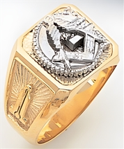 Gold Masonic Ring Solid Back 3334