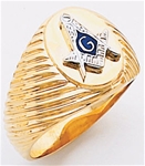 Gold Masonic Ring Concave Back 3350